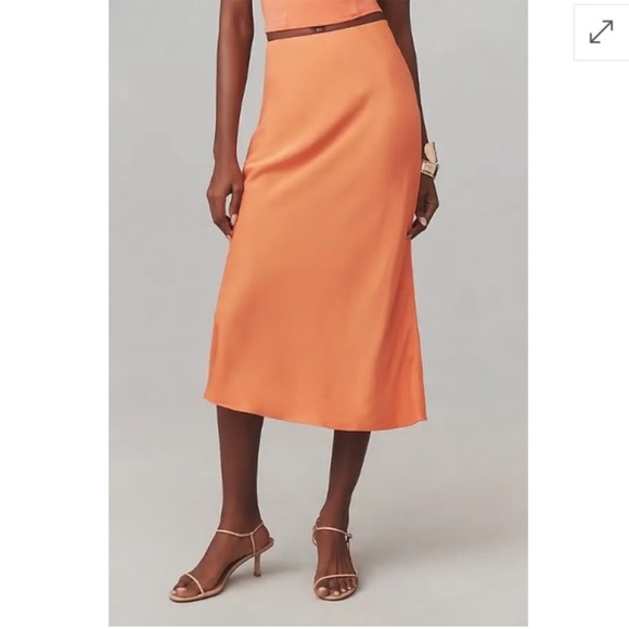 ANTHROPOLOGIE  Tilda Midi Slip Skirt - Orange size 2x - Picture 1 of 9